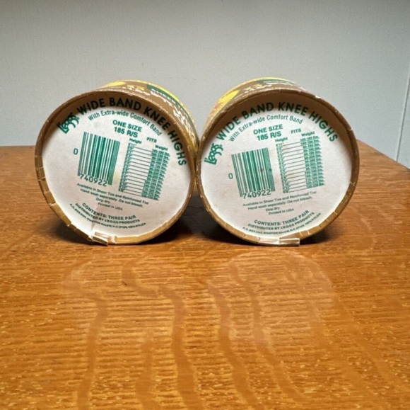 Lot of 2 Vintage L'eggs Leggs Sheer Toe Wide Band Knee Highs Suntan Color One Sz - Picture 3 of 8